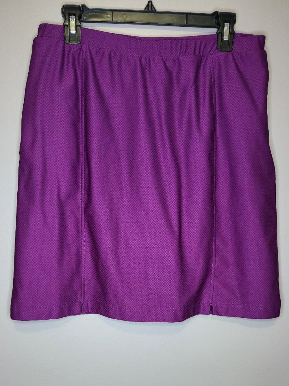 Monterey Club Purple Textured Golf Skort Size L Pull-On Stretch Skirt Shorts